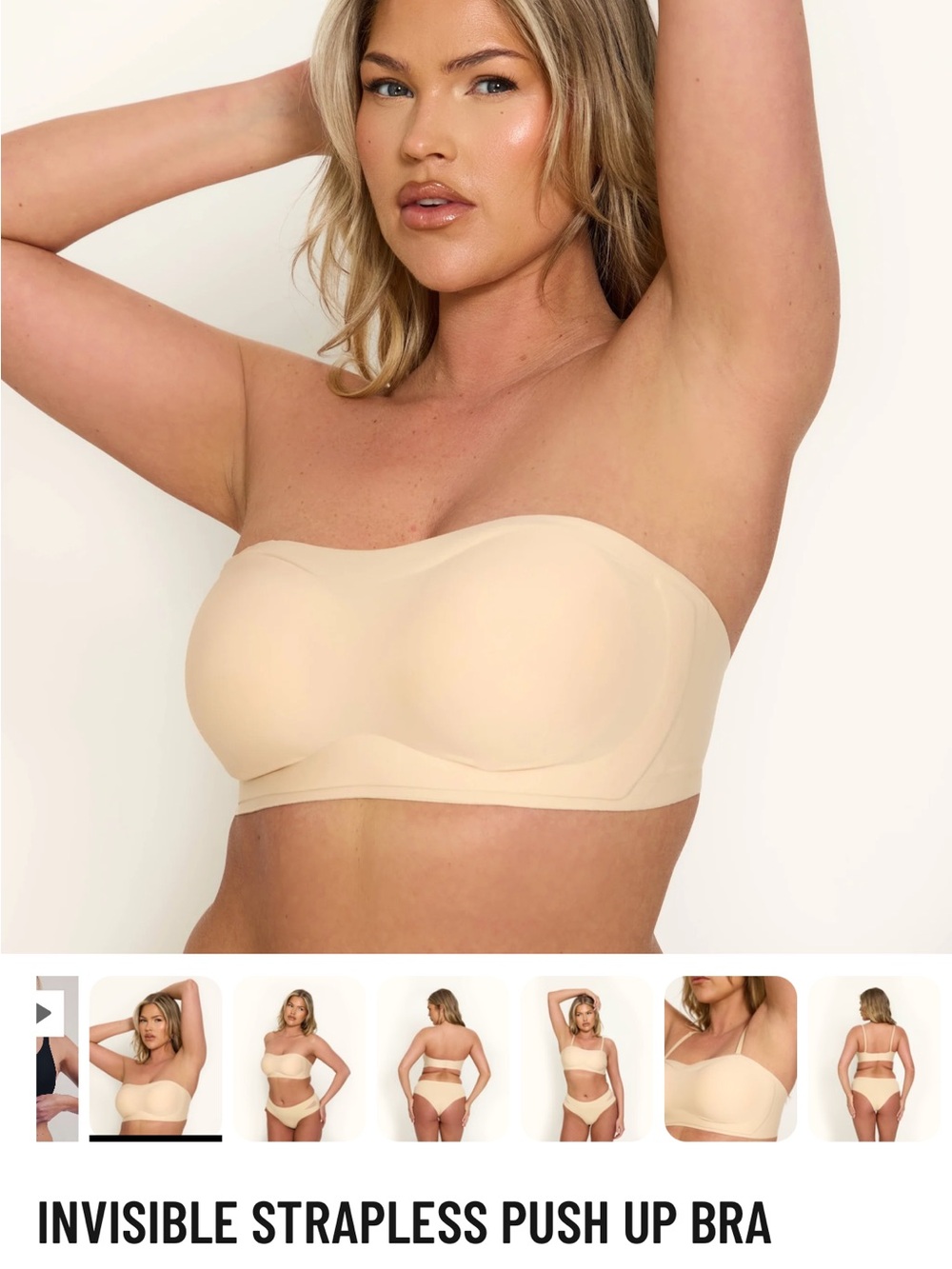 Celeste Strapless Push-Up Bandeau Bra - Beige